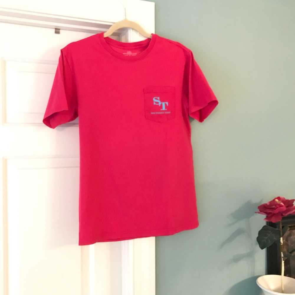 Southern Tide Pocket T Shirt small strawberry red